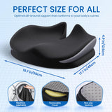 Benazcap Large Seat Cushion for Office Chair Memory Foam Coccyx Pain Relief Cushion Pillow for Back Support Non-Slip Seat Pad