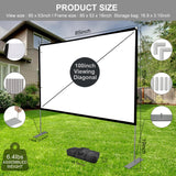 Outdoor Projector Screen with Stand 100 Inch: Portable Projection Screen 16:10 4K HD Outdoor Movie Screen with Carry Bag for Home Backyard Theater