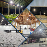 HYPERLITE LED High Bay Lights: 250W 5000K UFO LED Light 35000LM 6 Pack AC100-277V 5' Cable with Plug - Shop Lights for Warehouse Studio Factory Gym