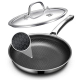 OATOFP Non Stick Frying Pans 12 inch, Hybrid Improved Version Frying Pans Nonstick with Lid,non stick Stainless Steel Skillets, Dishwasher and Oven-Safe Chef Pan, PFOA Free Cookware upgraded design