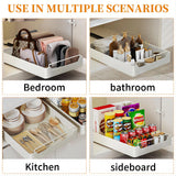 ZHOHO TANT Pull out Cabinet Organizer Fixed with Adhesive Nano Film, Slide out Dish Drying Rack for Kitchen Cabinets, Pull Out Drawer for Kitchen Under Sink Organizer