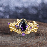 Oseew Amethyst rings for women sterling silver Amethyst engagement ring set Anniversary