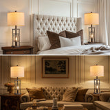 Reaketon Table Lamp for Living Room Set of 2 with USB Charging Ports, 3-Way Dimmable 27.6" Farmhouse End Lamps for Bedroom, Industrial Nightstand Lamps,Bulbs Included(Oil-Rubbed Bronze)