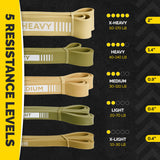 Long Resistance Bands for Working Out - Pull Up Assistance Bands with Handles, Door Anchor - Stretch Bands for Exercise Bands Resistance Bands Set (Green Set with Bar)