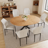 Extendable Round Dining Table Set, Kitchen Table for 4-6 Person with Scratch-Resistant Thickened MDF Board