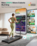 UREVO Strol 2E Smart 2-in-1 Folding Treadmill, Compact Walking Pad with Safety Handle, Plug and Play, Dual LED Display, Workout APP, Walking or Running for Home Office, Remote Included, Tangerine