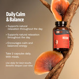 FreshCap Mushrooms Ayurvedic Premium Organic Reishi Capsules - 14:1 Fruiting Body Extract with 27% Beta-Glucans - 3rd-Party Tested Nootropic for Calm, Balance and Stress Support (120 Capsules)