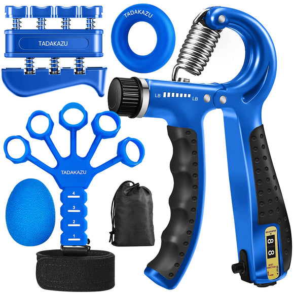 TADAKAZU Grip Strength Trainer Kit (5 Pack) Hand Grip Strengthener, Finger Exerciser,Hand Extension Exerciser, Stress Relief Ball and Forearm Workout Ring for Muscle Building and Injury Recover TADAKAZU