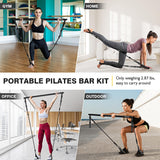 Ayombo Pilates Bar, Multifunctional Pilates Bar Kit with Resistance Bands, Adjustable Fitness Workout Equipment Set for Men Women, Portable Home Gym