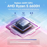 NIMO 17.3" FHD Gaming Laptop, AMD Ryzen 5 6600H (Beat i7-1165G7, 6-Core up to 4.5GHz) 16GB DDR5 RAM 512GB SSD, Radeon 660M Graphics 100W PD Backlit Keyboard Fingerprint Computer for Student & Business