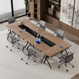 Conference Table, Folding Conference Room Tables with Flip-Top Design, Modern Mobile Training Tables with Wheels