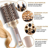 SIMPOR Large Round Brush for Blow Out, Nano Thermal Ceramic and Ionic Tech Round Barrel Hair Brush with Boar Bristles, Roller for Blow Drying (Gold, 4 inch, Barrel 2.7 Inch, 65mm)