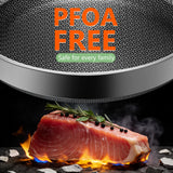 Vocvee Non Stick Frying Pans, 12-inch with Lid, Hybrid Frying Pans Nonstick Stainless Steel Skillets, Dishwasher & Oven-Safe, Stay-Cool Handle, PFOA Free Cookware, Compatible with All Cooktops
