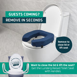 Lunderg Padded Toilet Seat Riser for Seniors - Adds 2 inches. Universal Fit - FIRM Raised Toilet Seat Cushion with High-Density Foam for Enhanced Comfort & Elevation. Post-Surgery Must have (Blue)