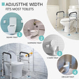 Lianjindun Toilet Safety Rails, Adjustable Toilet Frame for Elderly, Seniors, Handicap & Disabled, Foldable Handicap Toilet Handles Fit Any Toilets (Gray)