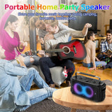 RRNUY Portable Bluetooth Speaker 300W Peak Big Powerful Loud Sound Deep Bass Large Wireless Boombox with Subwoofer DSP Led Light for Home Party Outdoor Gatherings Camping Backyard