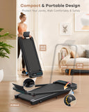 WELLFIT Foldable Treadmill with Handlebar, 320LB Capacity Walking Pad for Home Office, Under Desk Folding Treadmills with Incline