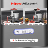 AAOBOSI Meat Grinder Electric 3000W Max with 60dB Quiet DC Motor, Auto-Reverse & Storable Food Pusher - 3 Speed Settings,Grinding, Sausage & Kibbe Making for Home Use