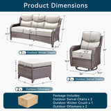 Luxury 5 Piece Patio Furniture Set-All Weather Outdoor Swivel Rocker Chairs