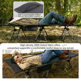 MOON LENCE Height Adjustable Camping Cot - Supports 330 lbs, Portable Folding Bed with Leg Extenders for Camping, Hiking, Sleeping, 1 Pack, Black