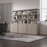 Book Shelf Fluted Bookshelf 71" Tall Bookcase with Doors Storage 5 Tier Mid Century Modern Bookshelves Large Shelves