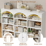 FACBOTALL 78" Tall Bookshelf, 5 Tier Large White Arched Bookcase with Door