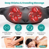 Nekteck Shiatsu Neck Massager with Heat for Pain Relief Deep Tissue, 2026 Upgraded 3D Back Shoulder Kneading Massage Pillow, Mother's Day Father's Day Relaxation Gifts for Mom Dad, Black(NOT Cordless)
