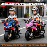 HEIMILI 24V Kids Motorcycle, Aprilia RSV4 Licensed Electric Ride on for 3-6 Years, 51" Large Motorbike with Training Wheels, Bluetooth, Speed 5mph (Blue, 24V(51 * 31 * 22))