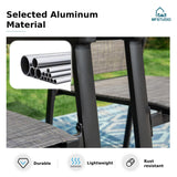 MFSTUDIO 5 PCS Outdoor Dining Set, Round Table & Aluminum Chairs, Grey