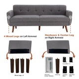 Tbfit 77.2" W Linen Sofa Couch, Mid Century Modern Decor Loveseat Couches for Living Room, Button Tufted Upholstered Small Couch for Bedroom, Solid, and Easy to Install Love Seats Furniture, Grey