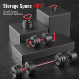 Fitvids 60lbs 4in1 Adjustable Dumbbell Set, Multi-Functional Changeable Dumbbell and Barbell Kettlebell Set