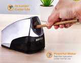 Bostitch Office Electric Pencil Sharpener, Heavy Duty Powerful Stall-Free Motor, High Capacity Shavings Tray, Chrome Metallic