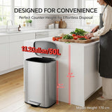 13 Gallon Trash Can (50L) and 1.6 Gallon (6L) Kitchen Trash Can Combo Set