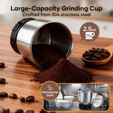 Spacefrog Coffee Bean Grinder Electric with Adjustable Coarse to Fine Smart Digital Timer, Low Noise, Sealed Safety Lid, 1x Removable Stainless Steel Cup & Anti-Vibration Base for Bean, Spices, Herbs