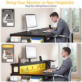 EnHomee 56.5" Office Desk with Drawers & Printer Space for Home Work,Black