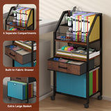 Homsorout Rolling File Cart with Wheels - Utility Storage Cart with Drawers for Office, Home, Classroom Organization, Rolling Cart
