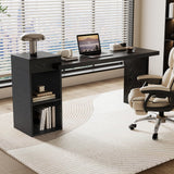 67 inch Modern Executive Office Desk with Storage Black Large Computer Desk for Home Office