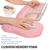 Gleamtide 2-in-1 Ergonomic Set, Wave Keyboard Wrist Rest and Massage Slope Mouse Pad Wrist Support, Rebound Memory Foam for Relieve Carpal Tunnel Syndrome and Wrist Pain (Pink)