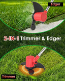Electric Weed Eater 21V, Battery Powered Cordless String Trimmer, Weed Trimmer with Auto Line Feed, Weed Wacker Lawn Edger with 2 x 2.0Ah Battery and Fast Charger