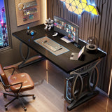 HSH Home Office Computer Desk, Black Modern Wood Metal Writing Desk 47 Inch