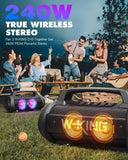 W-KING 120W Peak 70W Speakers Bluetooth Wireless, IPX6 Waterproof Portable Bluetooth Speaker Loud, Outdoor Bluetooth Speaker with Subwoofer/42H/DSP/EQ/RGB/Powerbank/MIC in, Large Party Boombox Speaker W-KING