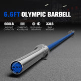 RitFit Elite 6.6ft Olympic Barbell, Robust 45lb Barbell for Weightlifting and Powerlifting, Superior Olympic Bar with Exceptional 900lbs Load Capacity, Weight Bar for 2” Standard Plates Sliver/Blue