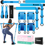 Pilates Equipment, Pilates Bar Kit with Resistance Bands, Multifunctional Resistance Bar with Heavy Adjustment Exercise Bands, Portable Home Gym Workout Equipment