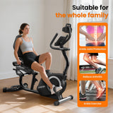 Recumbent Exercise Bike for Home Use, Quiet Recumbent Stationary Bikes for Adults & Seniors, 16-Level Resistance, Adjustable Seat, Supports 400LB, Pulse Sensors & LCD Display