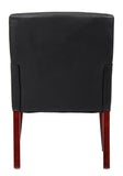 Box Arm Faux Leather Guest Chair, Black/Mahogany Boss Office Products