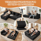 79" Modular Sectional Sofa, Boneless Convertible Sleeper Sofa Bed, Modern Tri-Folding Cloud Couch with L-Shape Chaise, Corduroy Futon for Living Room Small Spaces Apartment, No Assembly