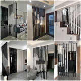 Adjustable Black Room Divider (1ft-10ft) - Slish Hollow Metal Versatile Floor-to-Ceiling Partit & Detive Wall Accent (C-7pcs 90.55in) for Home/Office