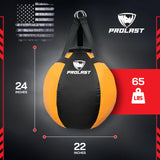 PROLAST Wrecking Ball Heavy Punching Bag for Adults, Hook and Uppercut, Body Snatcher, Boxing, MMA, Muay Thai Training Equipment, Filled, 65 lbs, Rhino Yellow
