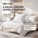 Better Bedding Company Bed Pillows for Sleeping - Standard/Queen Pillows Set of 2 - Cooling Down Alternative Hotel Quality Pillow for Side, Back & Stomach Sleepers - 100% Cotton Cover Bedding