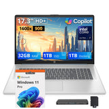 HP 17.3" HD+ Touchscreen Laptop, Intel Core Ultra 7 255U, 32GB DDR5, 2TB Storage(1TB SSD+1TB Docking Station Set), Intel Graphics, Backlit Keyboard, Num Pad, Webcam, WiFi 6, Win11 Pro, Moonlight Blue
